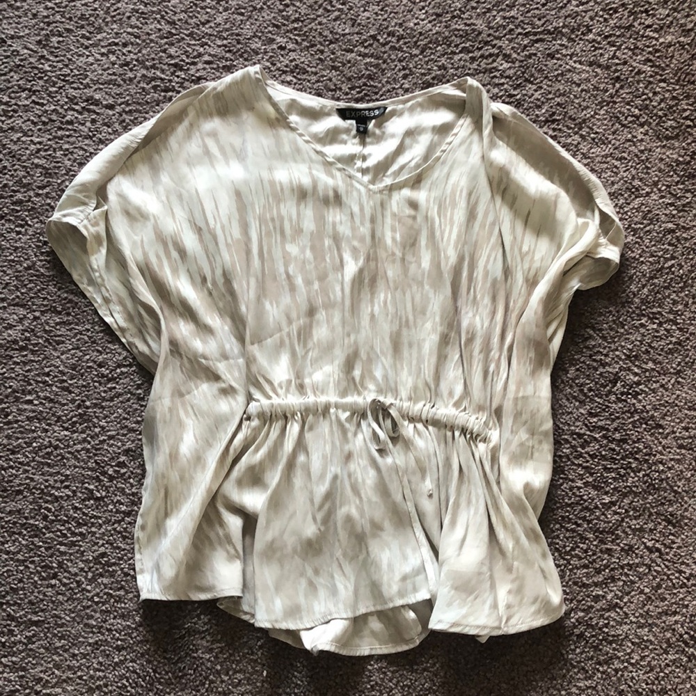 Express Beige Cold Shoulder Blouse